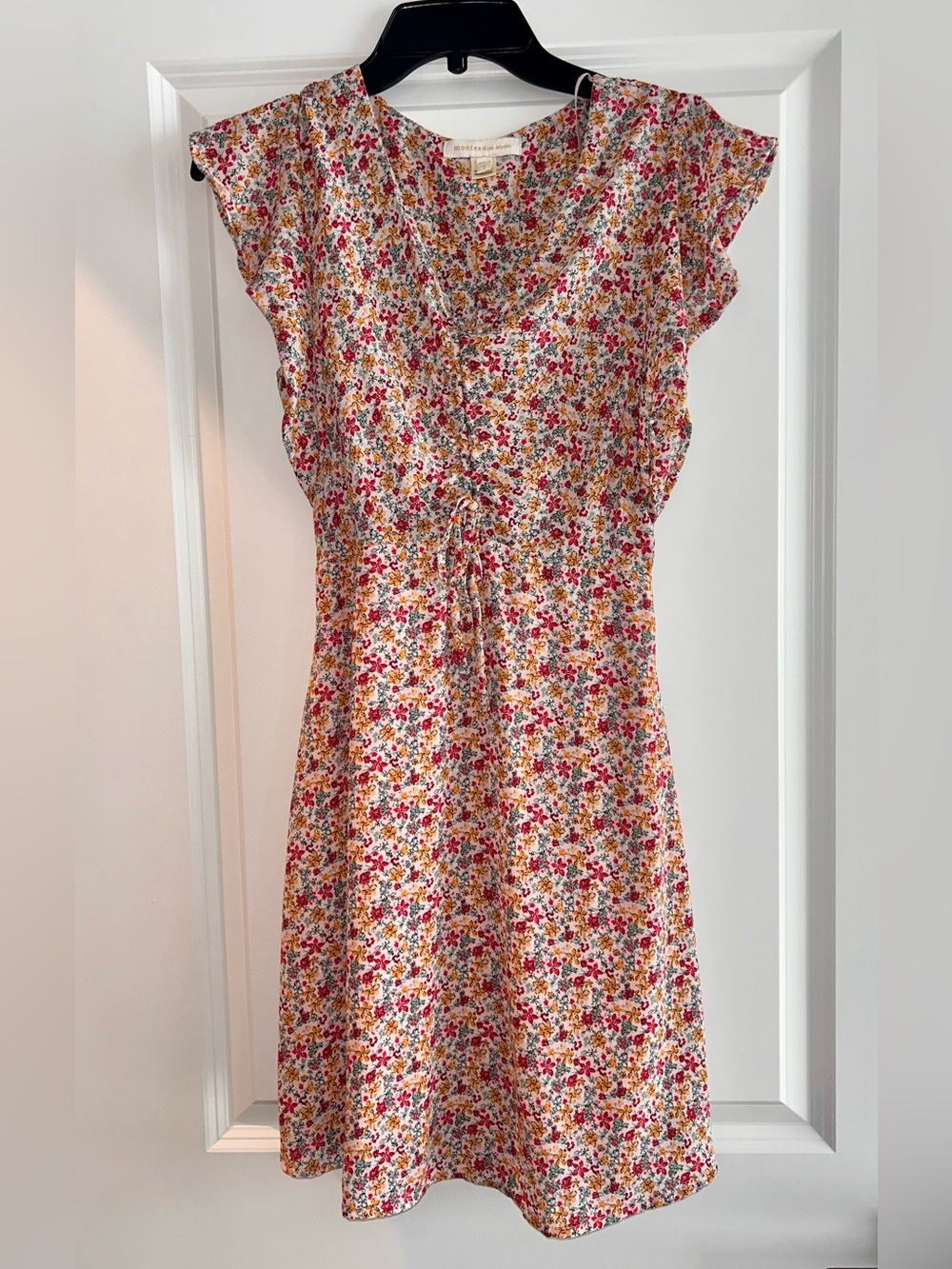 Monteau Pink Floral Tie-Front Mini Dress